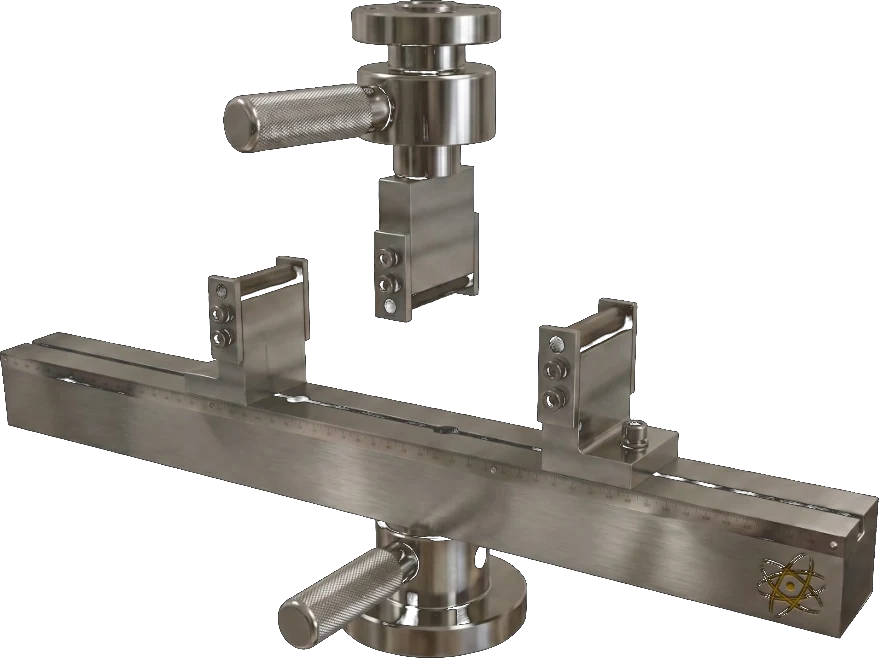 Three-point bending fixture with roller supports