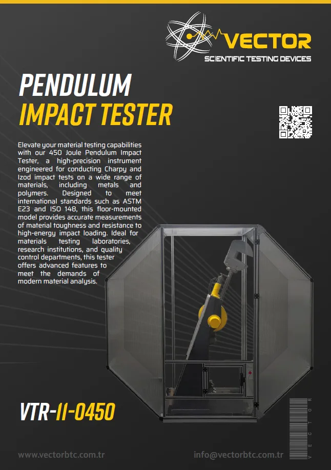 Vector VTR-11-0450 pendulum impact tester 450 J — brochure cover