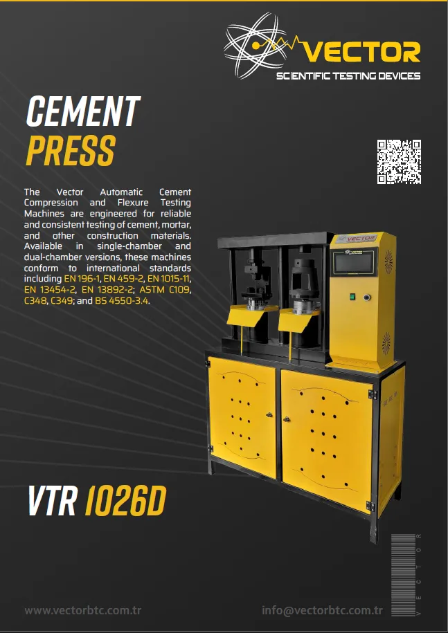 Vector VTR-1026D cement test press — brochure cover