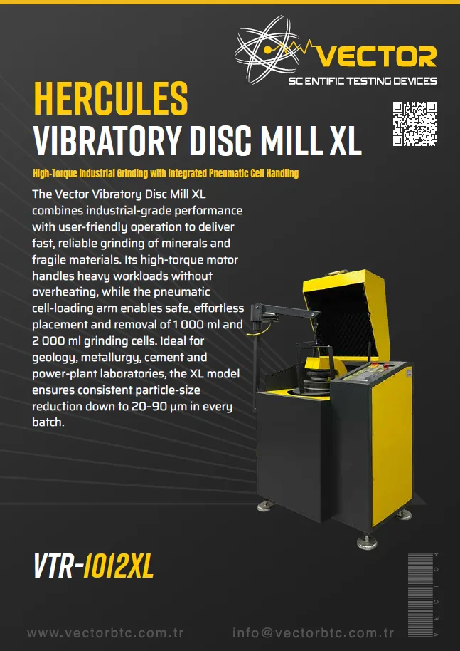 Vector VTR-1012XL Hercules XL titreşimli disk öğütücü — broşür kapağı