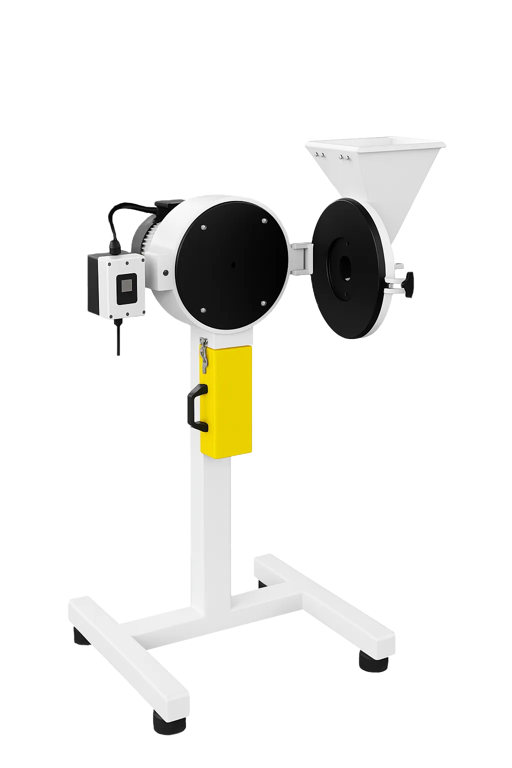 Vector VTR-18-001 çapraz çekiçli öğütücü — çekiç rotoru ve öğütme plakaları görünen açık hazne