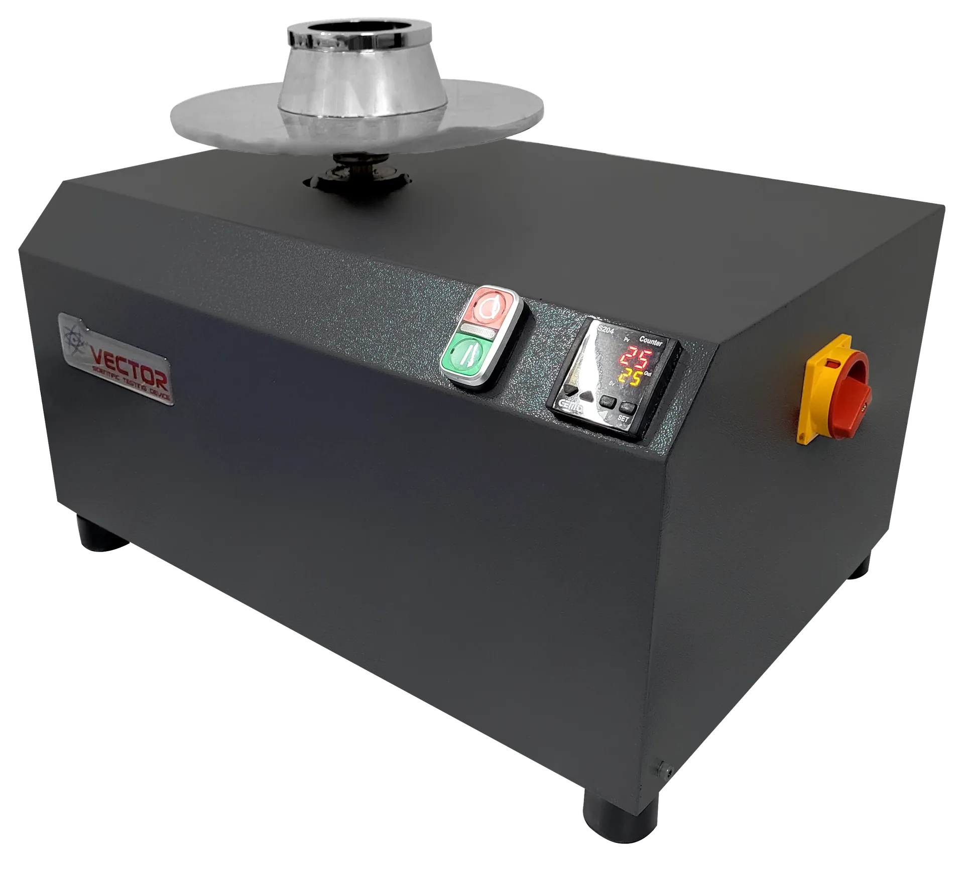 Vector VTR-1036 cement flow table — motorized spread table with mould on polished surface
