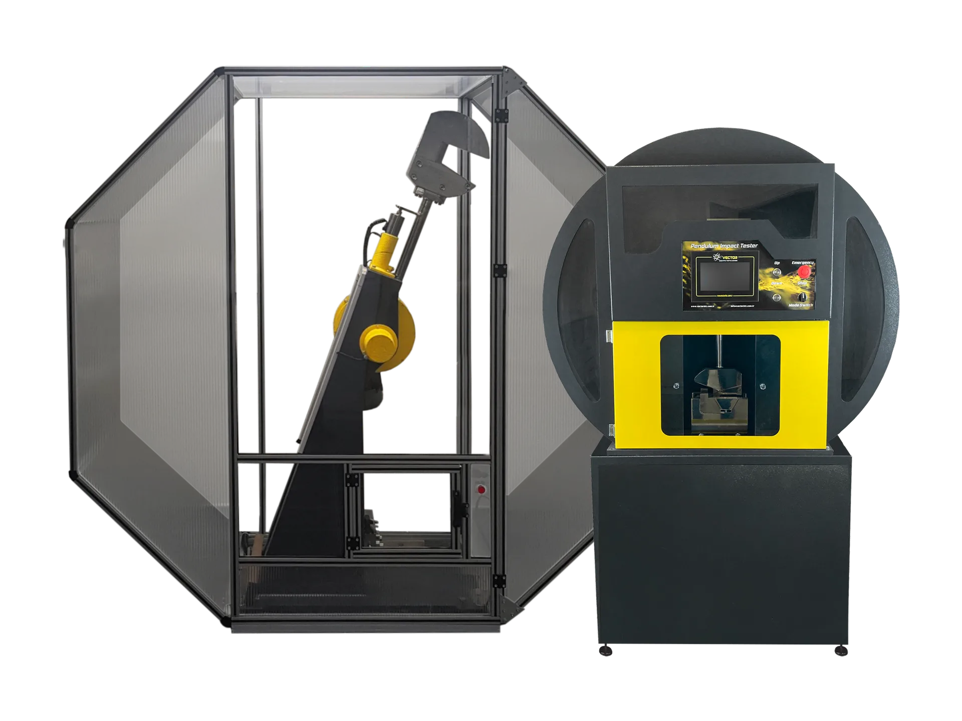 Izod impact test system — pendulum and specimen cage
